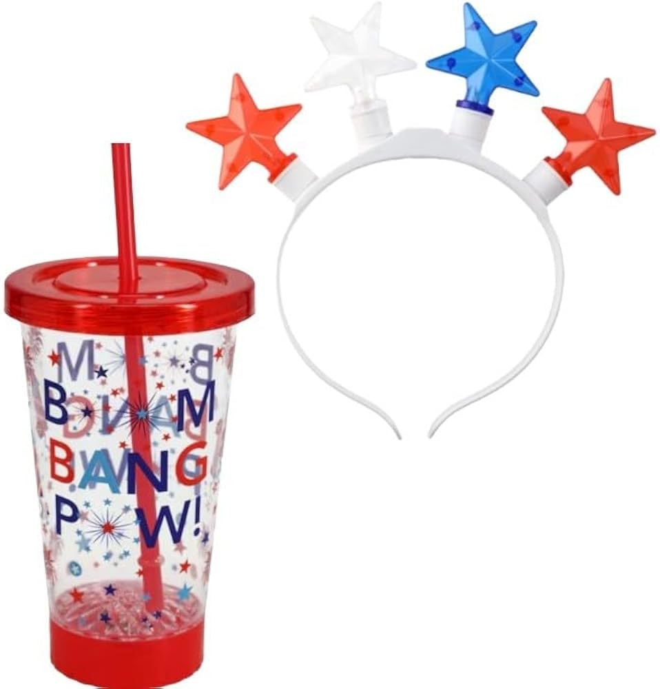 Patriotic Light Up Tumbler and Star Light Up Glasses or Star Light Up Headband Set | Amazon (US)