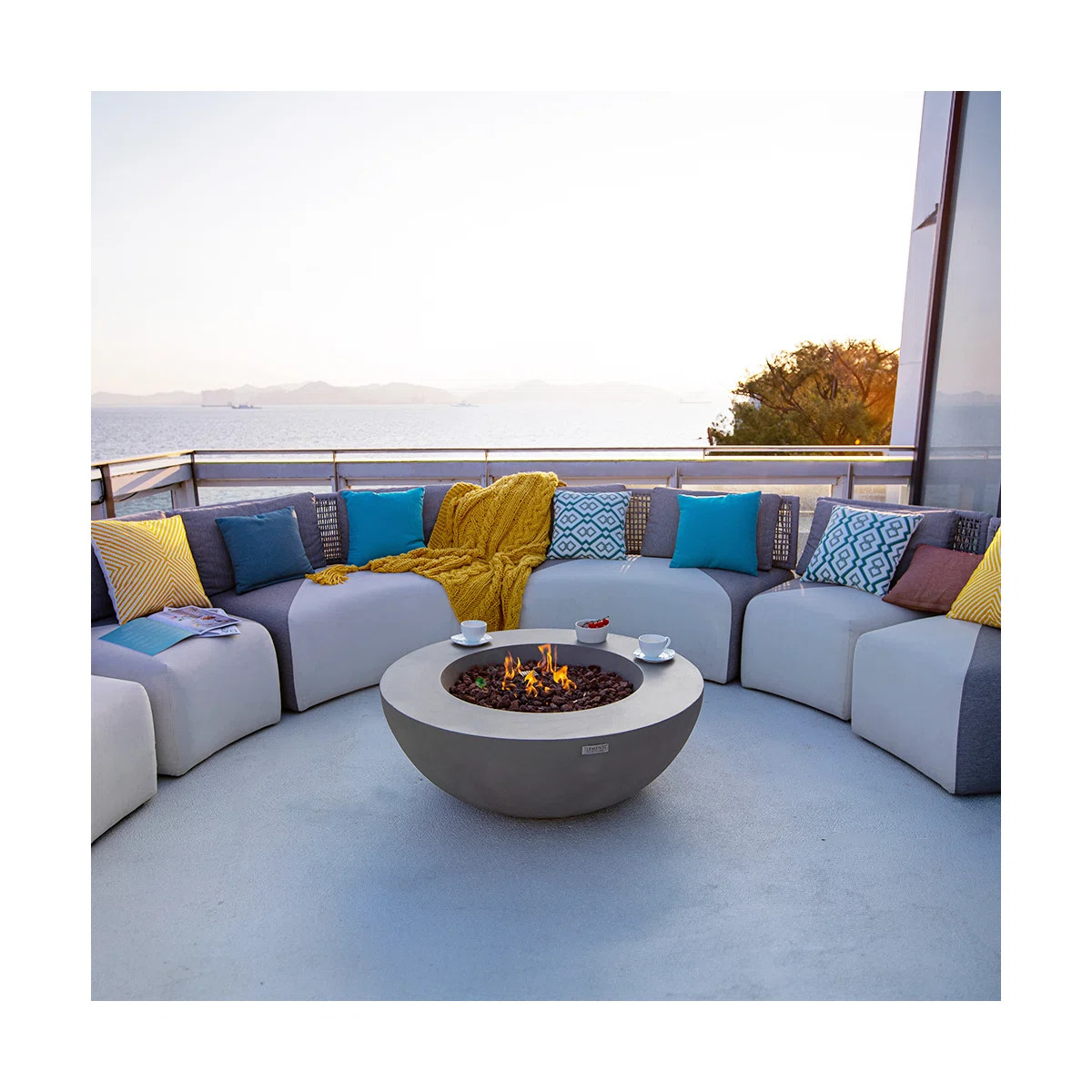 Humbert Bowl / Roca Outdoor Concrete Fire Pit 45,000 BTU - Includes Lava Rocks & PVC Cover | Wayfair North America