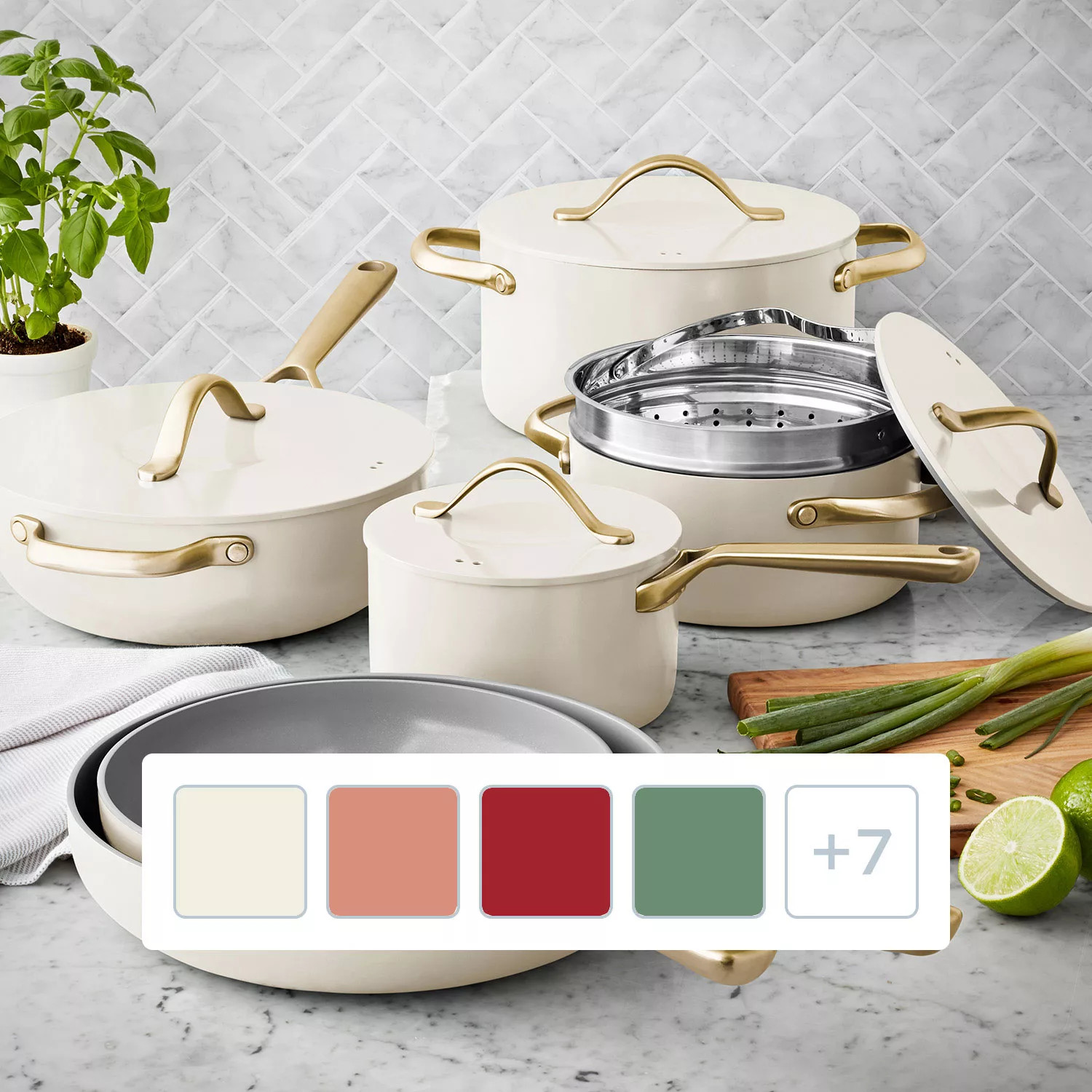 Member's Mark 11-Piece Modern Ceramic Cookware Set (Cream):- Cream | Sam's Club