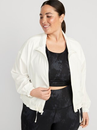 Water-Repellent Packable StretchTech Ruffle-Trimmed Zip-Front Jacket for Women | Old Navy (US)