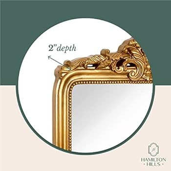 Hamilton Hills Top Gold Baroque Wall Mirror | Rich Old World Feel Framed Beveled Elegant Glass Mi... | Amazon (US)