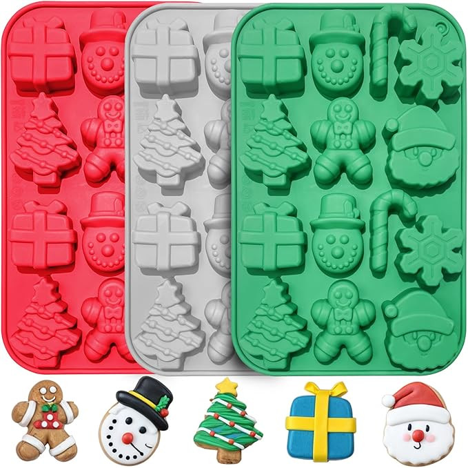 Christmas Silicone Chocolate Molds, 3PCS Holiday Candy Molds, 3D Santa Claus, Snowman, Xmas Tree,... | Amazon (US)