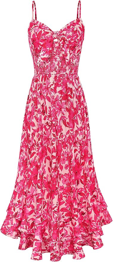 GRACE KARIN Womens Maxi Floral Sundress Summer Beach Boho Spaghetti Strap Dress with Pockets | Amazon (US)