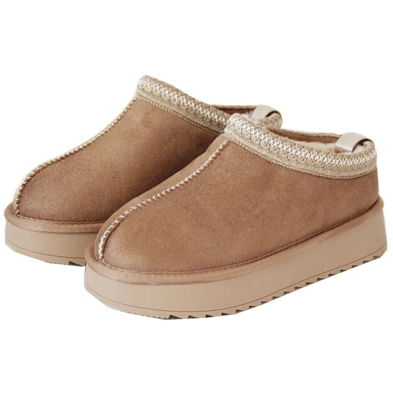 Gegefur Women's Snow Boots Platform Boot Fur Lined Slip On Short Boots | Walmart (US)