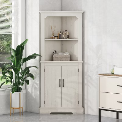 Ridstar 69.3 in. H Tall Corner Cabinet with Doors For Dining Room, Living Room & Bedroom-Beige | Target