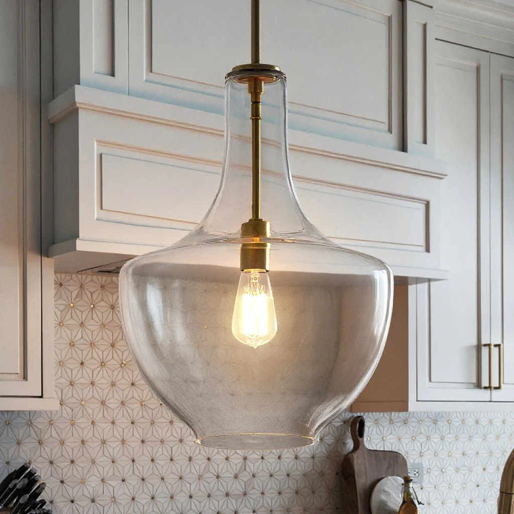 UKC20087 Casual Indoor Pendant, 19.75''H x 14''W x 14''Dep, Natural Brass Finish, Opalyn Collecti... | Urban Ambiance, Inc.