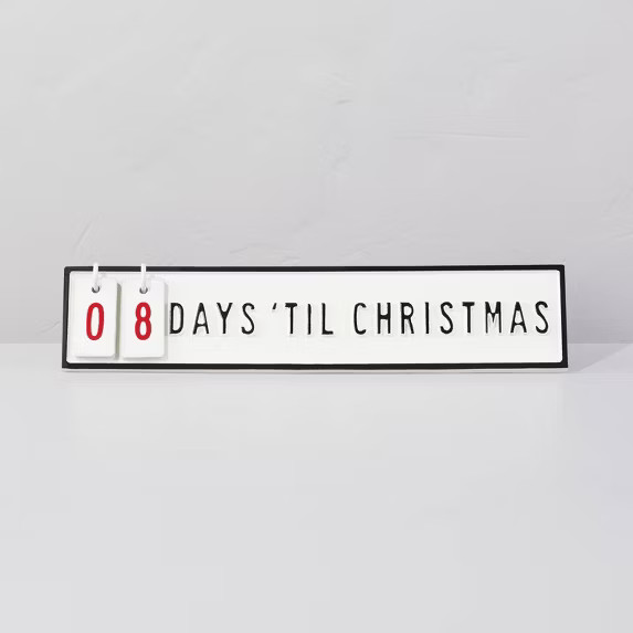 4"x18" Christmas Countdown Tabletop Calendar Cream/Black/Red - Hearth & Hand™ with Magnolia | Target