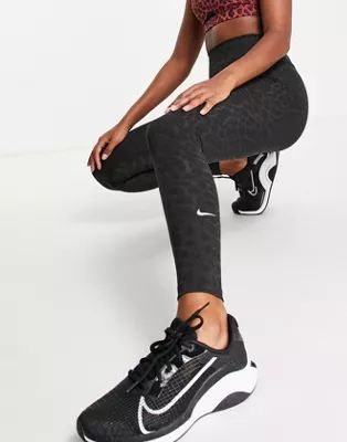 Nike Training Dri-FIT One Tight Glitter Leopard Pack leggings in black | ASOS (Global)