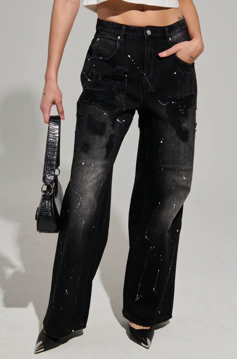 BACK IN BLACK DISTRESSED DENIM JEANS | AKIRA
