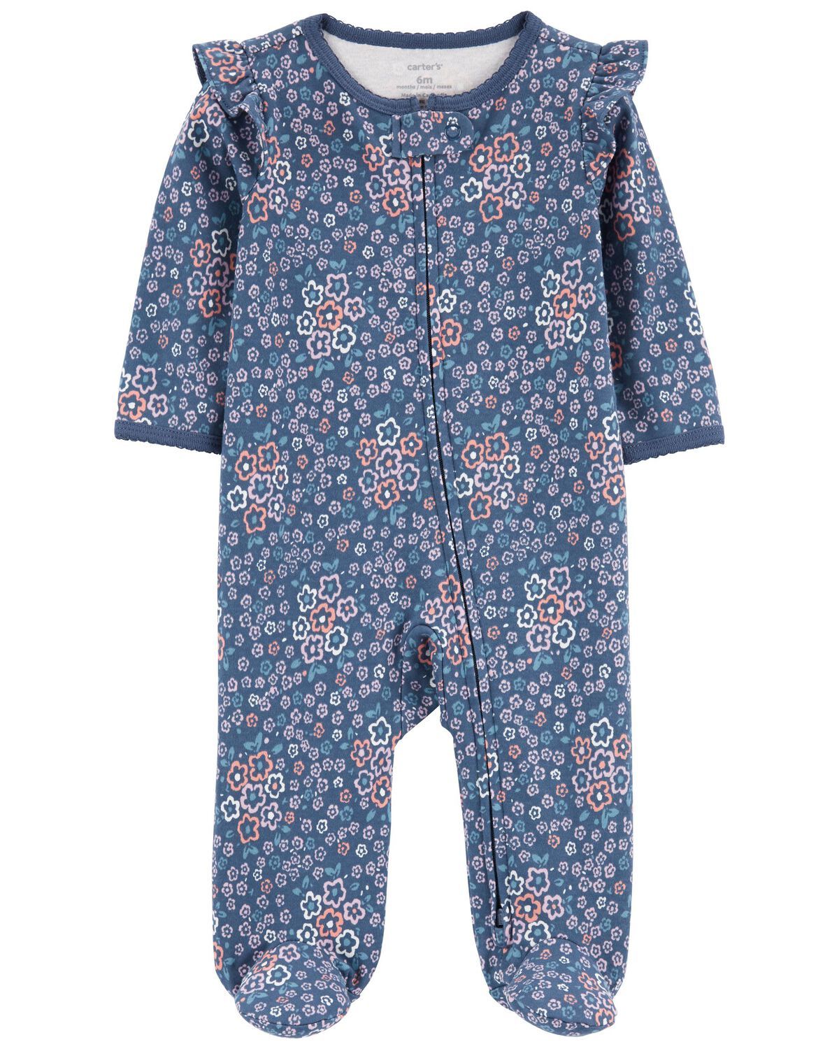 Baby Floral 2-Way Zip Cotton Sleep & Play Pajamas | Carter's