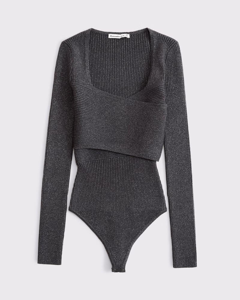 Long-Sleeve LuxeLoft Wrap Bodysuit | Abercrombie & Fitch (UK)