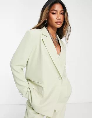 4th & Reckless oversized tailored blazer in mint - part of a set | ASOS (Global)