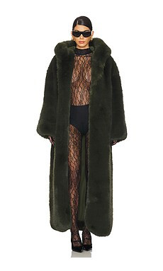 GIUSEPPE DI MORABITO Faux Fur Coat in Olive from Revolve.com | Revolve Clothing (Global)