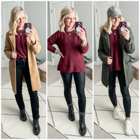 Outfit ideas from mom-friendly winter capsule wardrobe. Head over to thriftywifehappylife.com for more details!

#LTKSeasonal #LTKHoliday #LTKstyletip