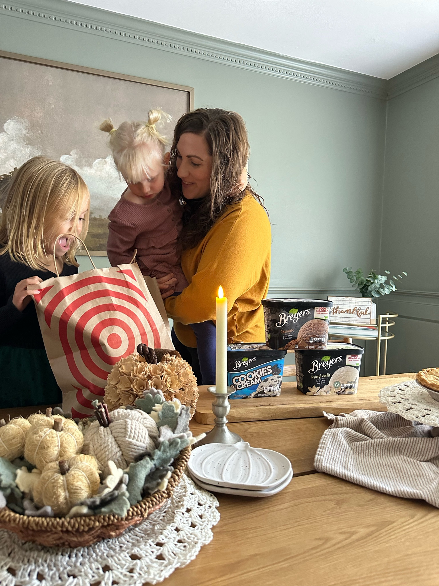 #ad Pie 🥧 is always a Thanksgiving staple, but for myself it’s just not the same without a scoop of @breyers ice cream. As a kid I remember that my grandmother always made sure to have my grandfathers favorite vanilla ice cream on the Thanksgiving dessert table. Today, the nostalgia of it continues in my own home while hosting the holidays. It’s so fun to share such a special memory and delicious treat with my own kids. #Thanksgiving #Dessert #ThankfulForDessert #TargetPartner #Target @target @shop.ltk #liketkit