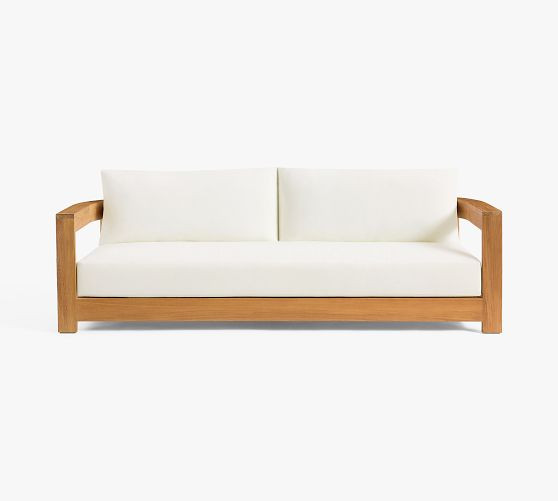 Malibu Teak Curved Outdoor Sofa (90") | Pottery Barn (US)