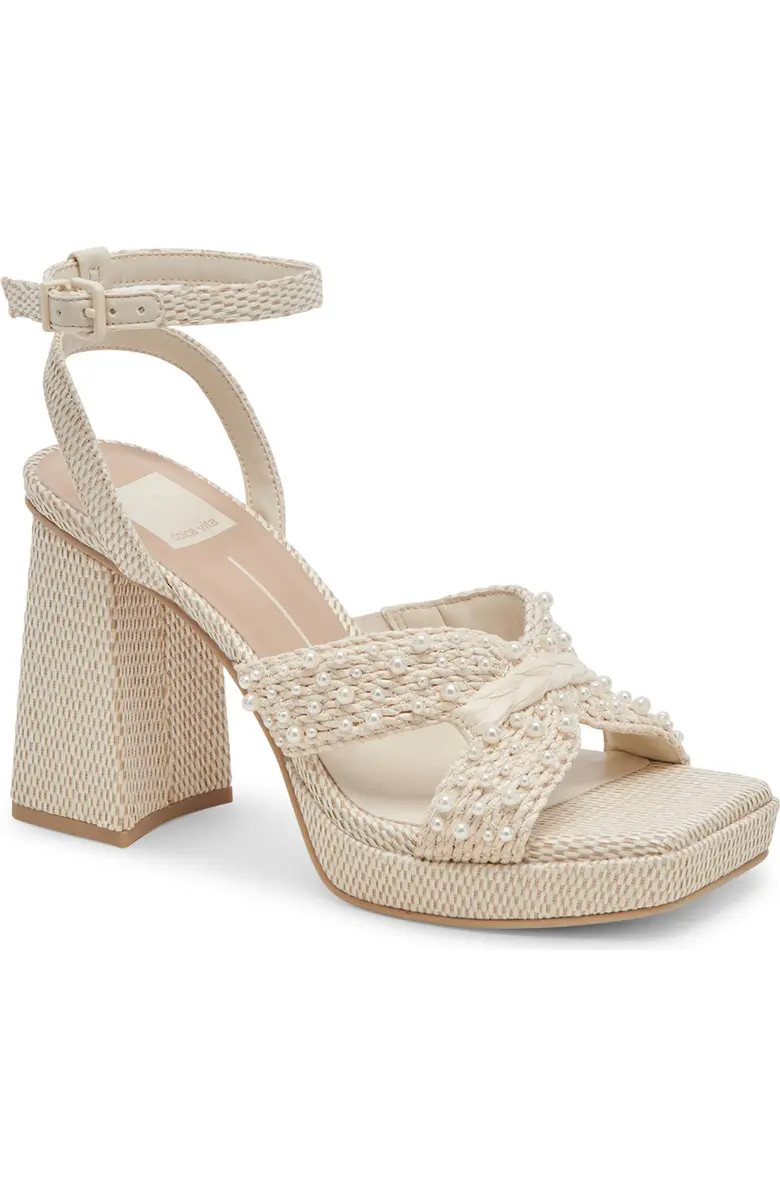 Aries Imitation Pearl Ankle Strap Platform Sandal (Women) | Nordstrom