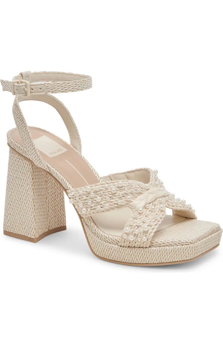 Aries Imitation Pearl Ankle Strap Platform Sandal (Women) | Nordstrom