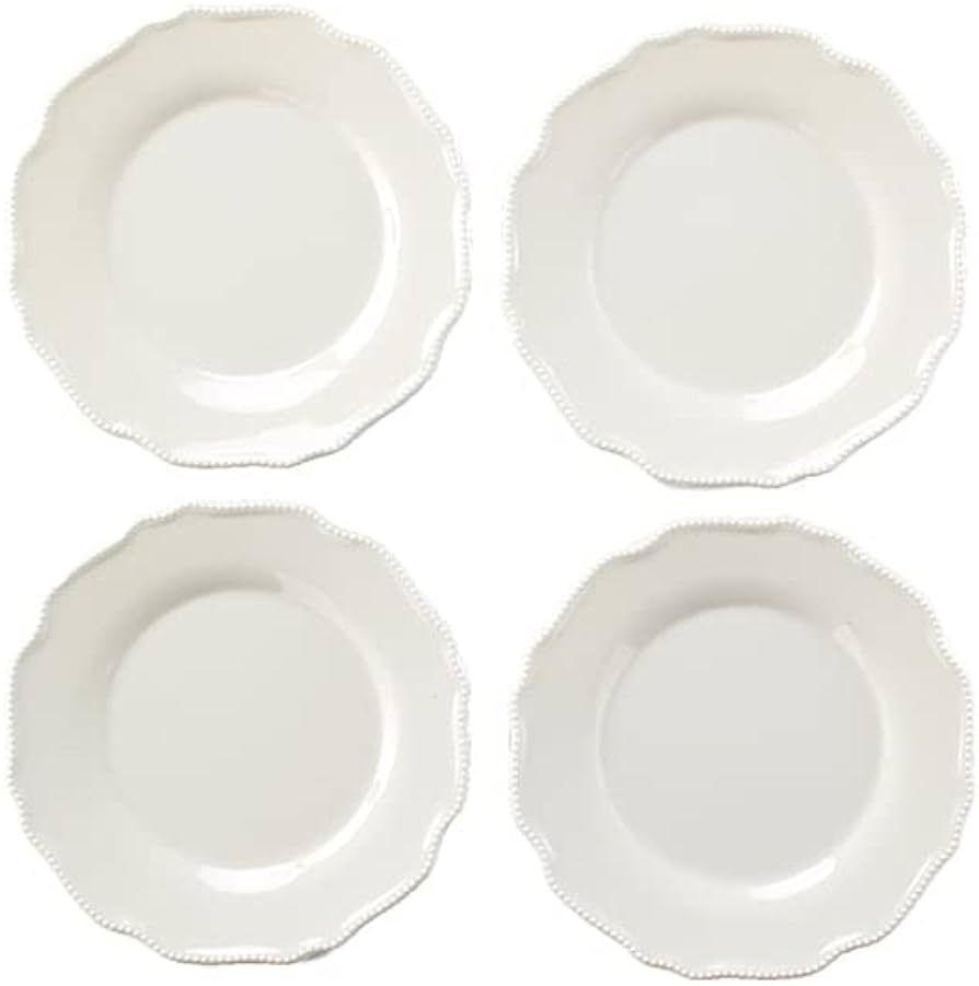 The Lakeside Collection Set of 4 White Holiday Melamine Salad Plates with Scalloped Edged Design | Amazon (US)