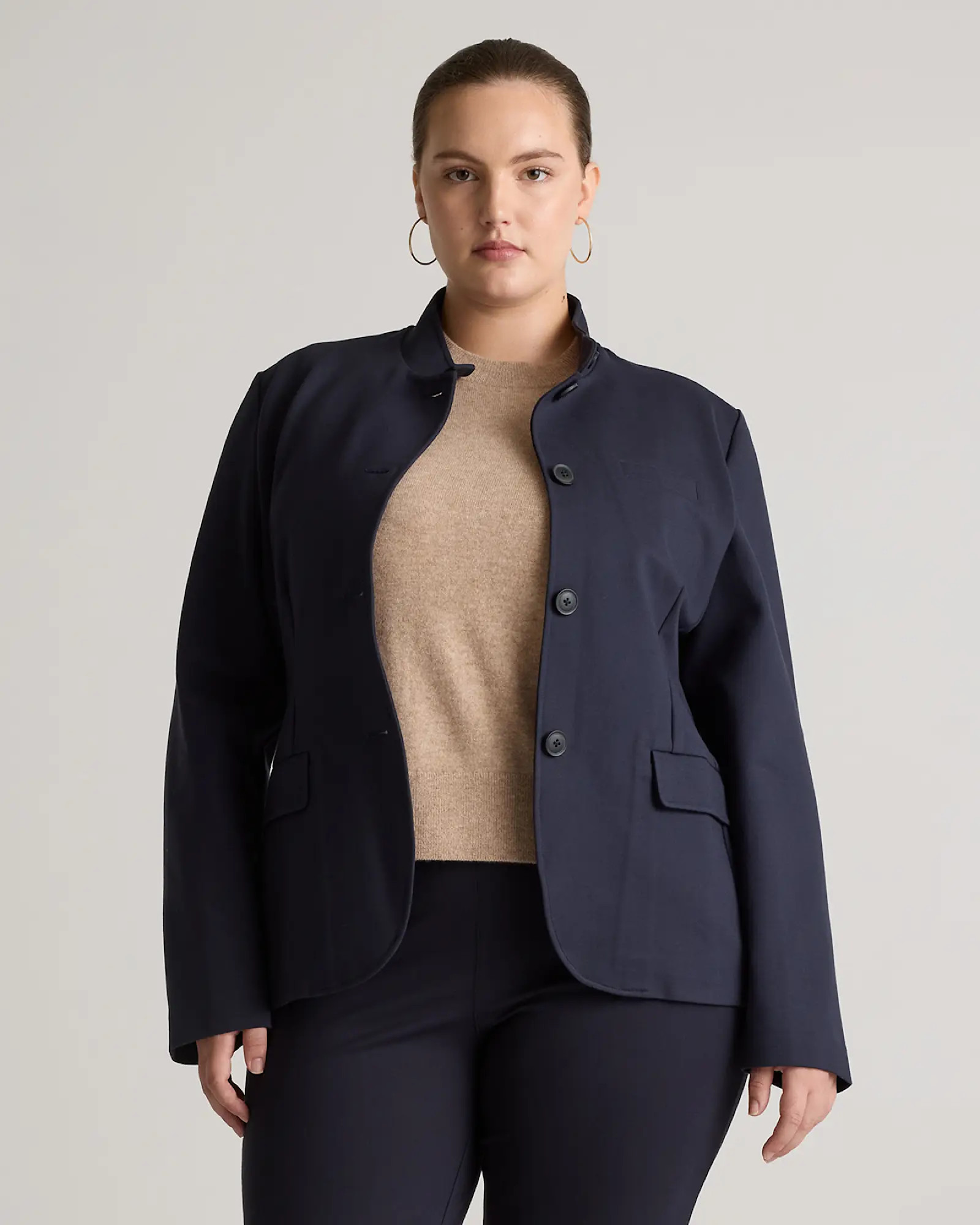 Ultra-Stretch Ponte Stand Collar Blazer | Quince