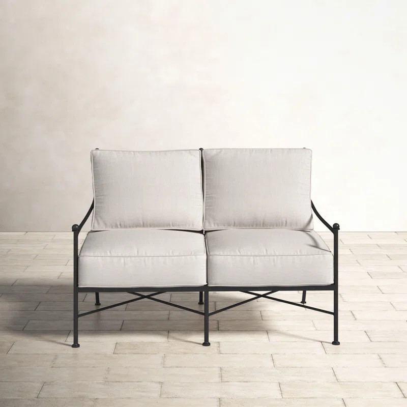Lucier 52'' Metal Outdoor Loveseat with Sunbrella Cushions | Wayfair North America