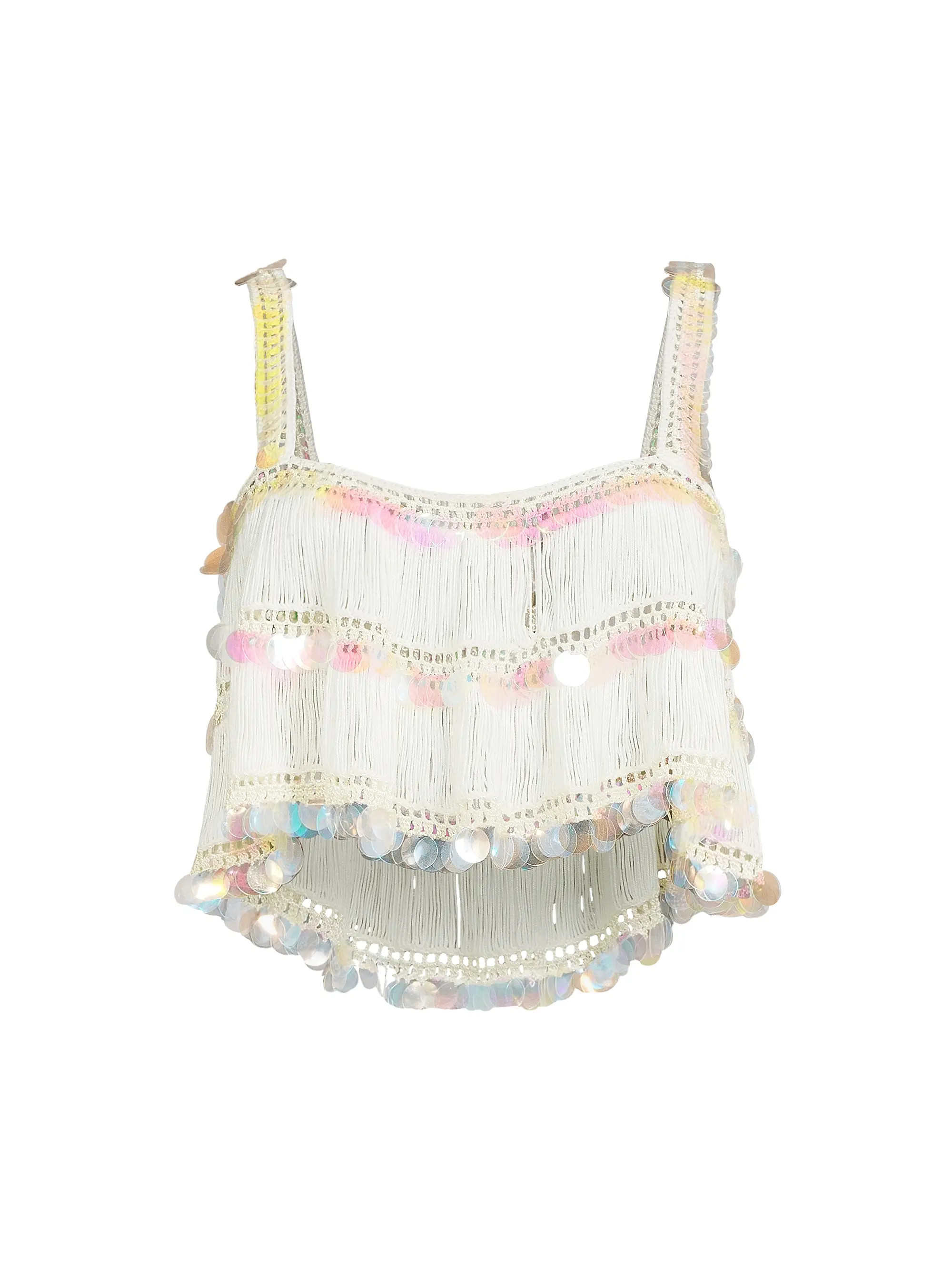 Viola Crochet-Knit Sequined Tankini Top | Saks Fifth Avenue