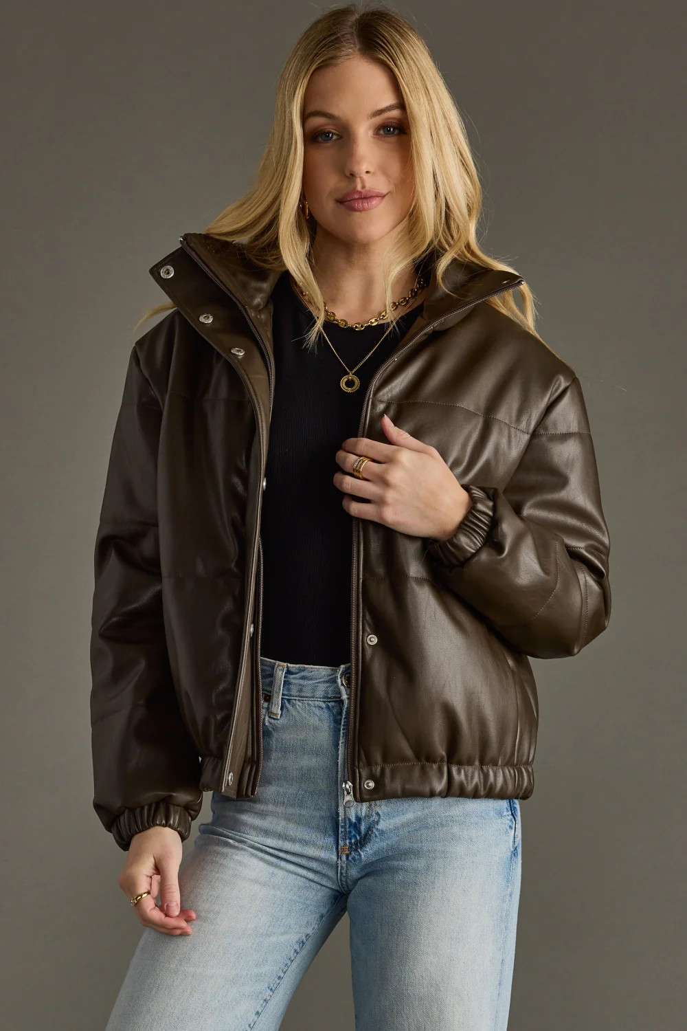 Sloane Puffer Jacket - Brown | Panache Accessories