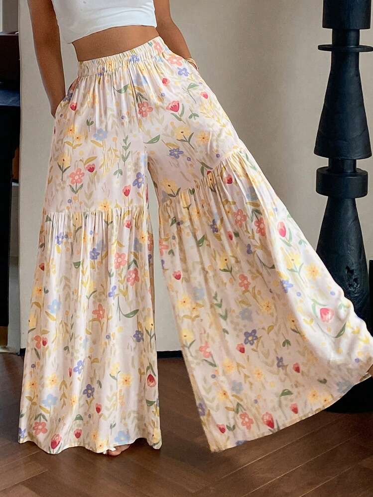 DAZY Women's Summer Lightweight Ditsy Floral Loose Wide Leg Pajama Pants, Fall, Winter | SHEIN