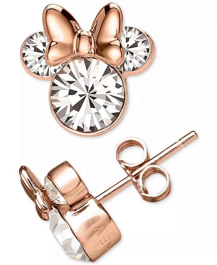 Cubic Zirconia Minnie Mouse Stud Earrings in 18k Rose Gold-Plated Sterling Silver | Macys (US)