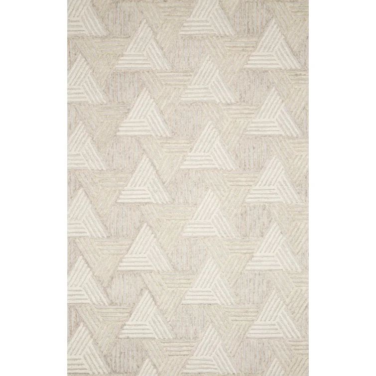 Gould Geometric Handmade Tufted Wool Area Rug in Oatmeal/Ivory | Wayfair North America