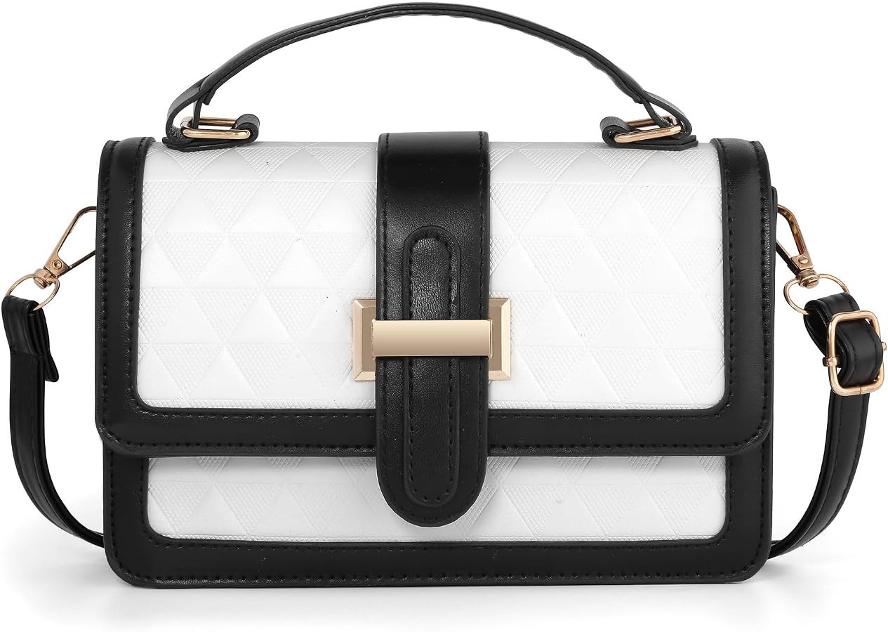 Amazon.com: FALETO Black & White Crossbody Purse for Women Small Leather Handbags Shoulder Bag with Adjustable Strap for Daily Work and Casual : Clothing, Shoes & Jewelry purse | Amazon (US)
