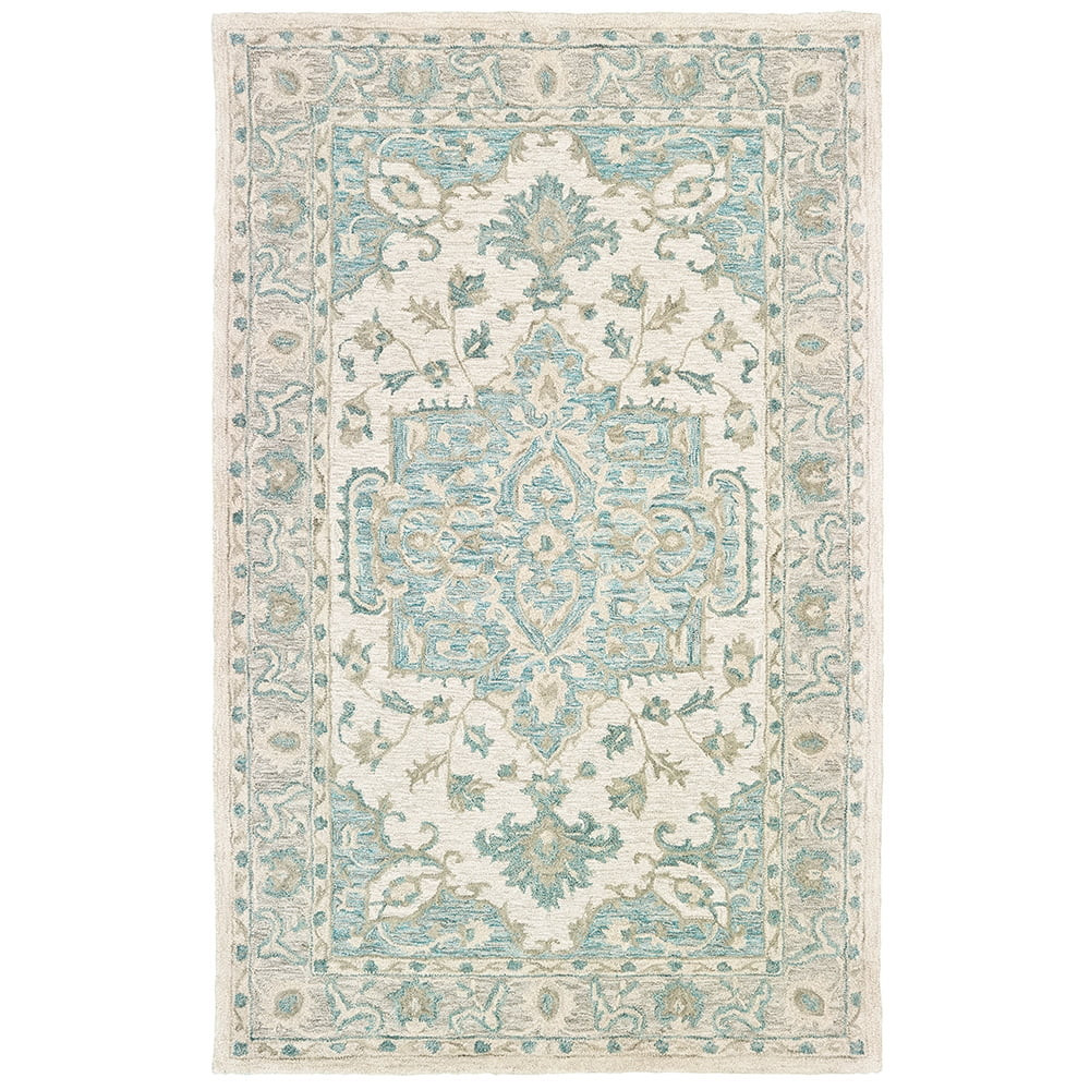 Lr Home Medallion Modern Traditions Turquoise and Gray Indoor Area Rug (5' x 7.9') | Walmart (US)