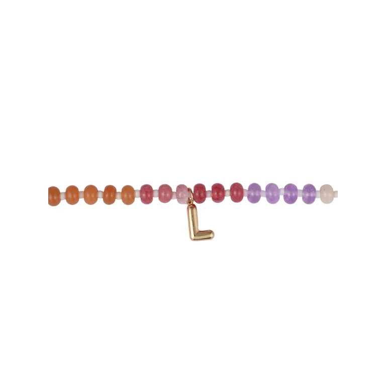 Time and Tru Goldtone Multicolored Bead Initial "L" Necklace | Walmart (US)