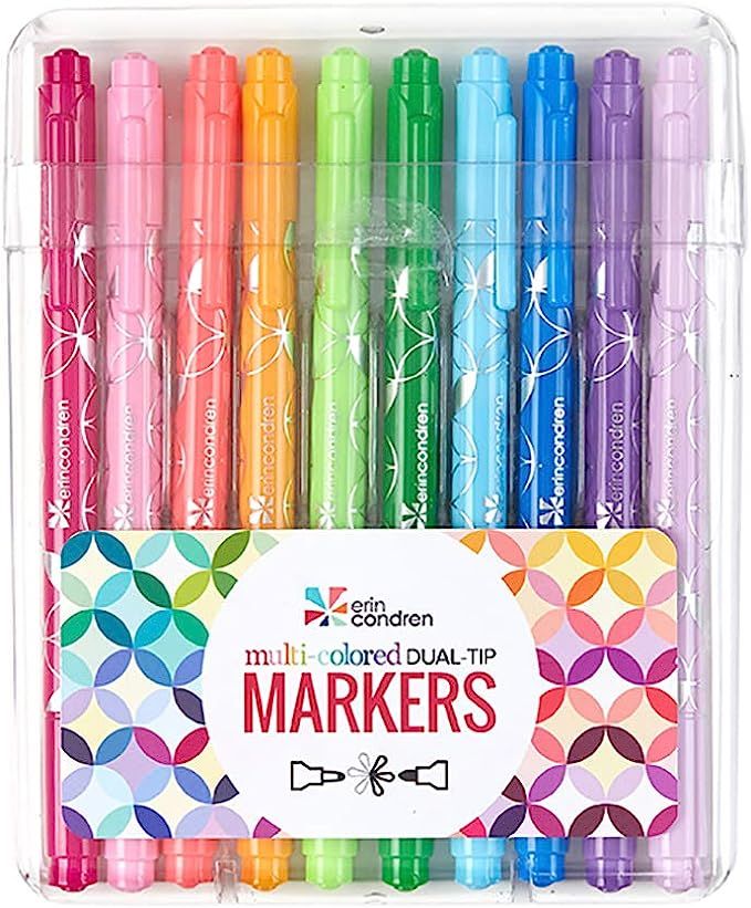 Erin Condren Designer Colorful Dual - Tip Markers - 10 pcs Pack. Fine and Standard Tip Set, Doubl... | Amazon (US)