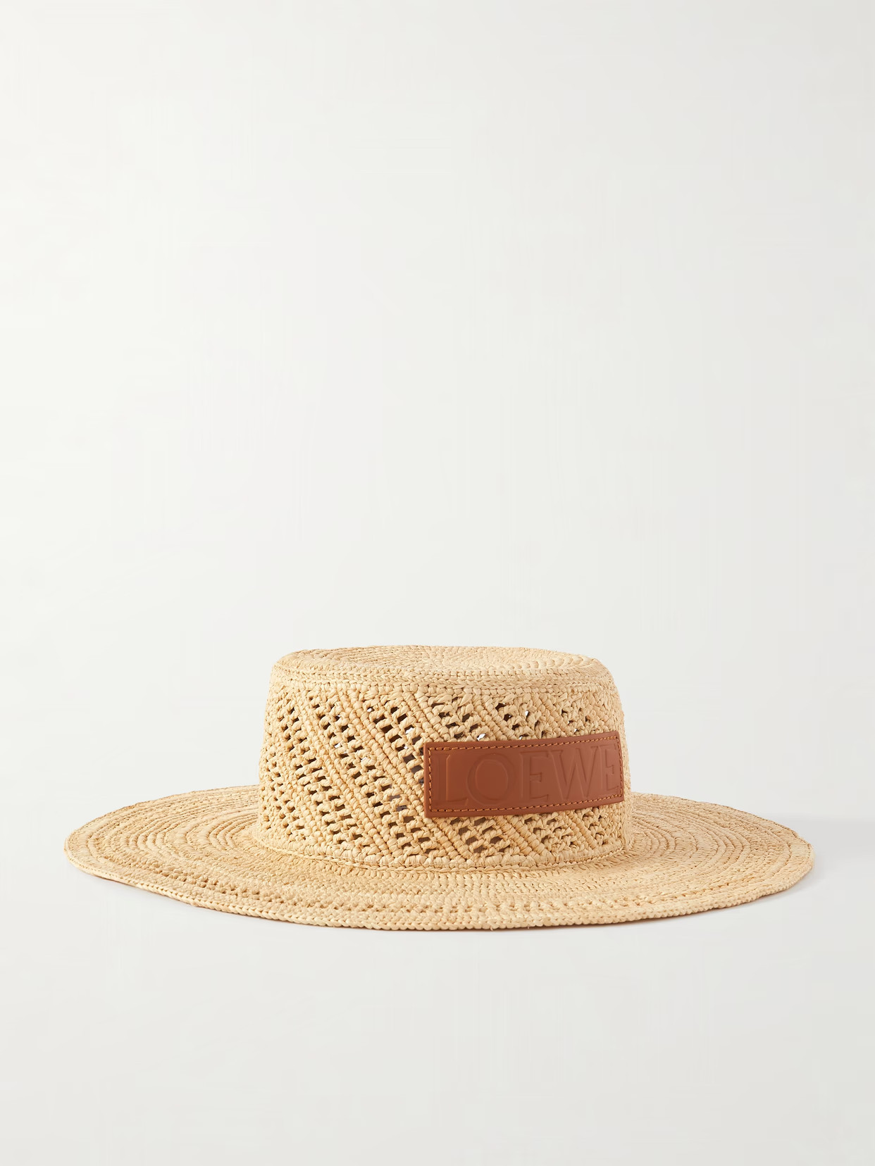 LOEWE - + Paula's Ibiza Ajoure Appliquéd Raffia Hat - Neutrals | NET-A-PORTER (US)