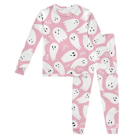 Huowey Boys Girls Pajamas Halloween 2 Piece Pajamas Set Pumpkin Ghost Funny Pattern Pjs Round Neck Long Sleeve Tops Matching Pants For Kids Homewear,Pink,8-9 Years | Walmart (US)