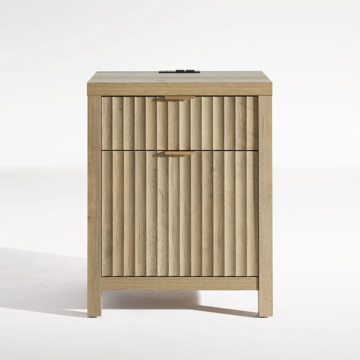 Arrilla 25'' H 2 - Drawer Nightstand with Built-In Outlets | Wayfair North America