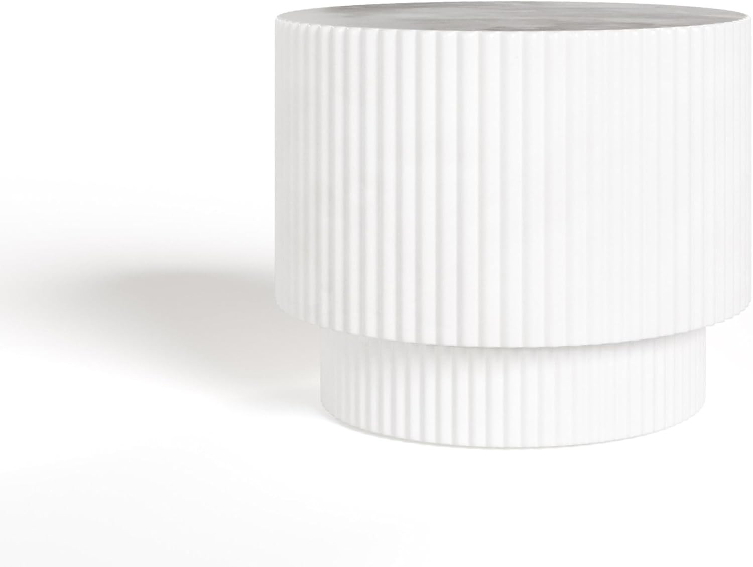 Limari Home Selmite Collection Modern Living Room Round Concrete End Table, White | Amazon (US)