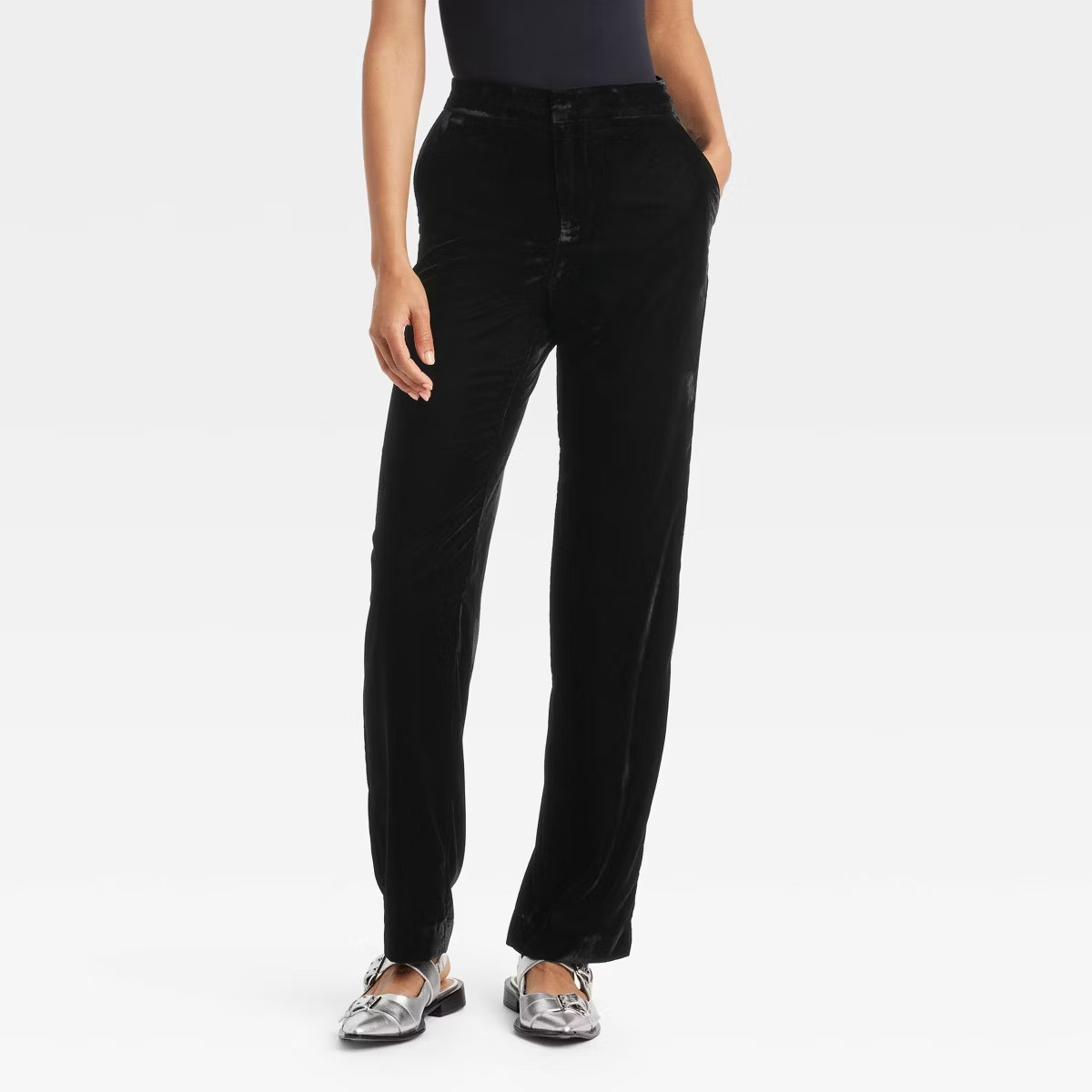 Women's High-Rise Straight Leg Velvet Trousers - A New Day™ | Target