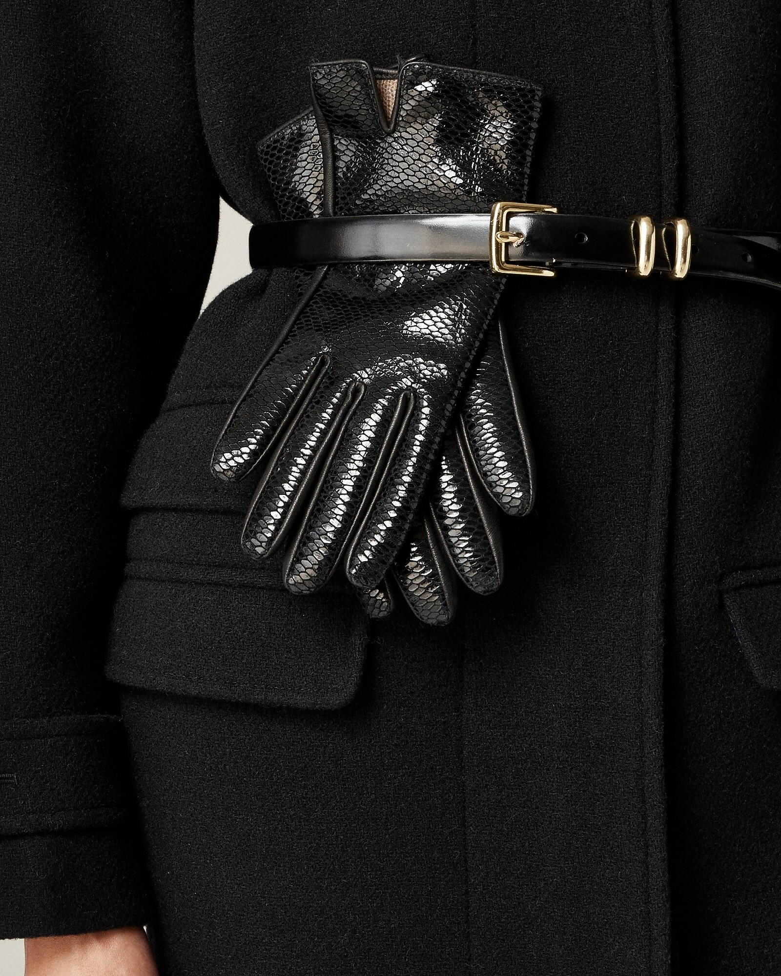 Snake-embossed leather tech-touch gloves | J. Crew US