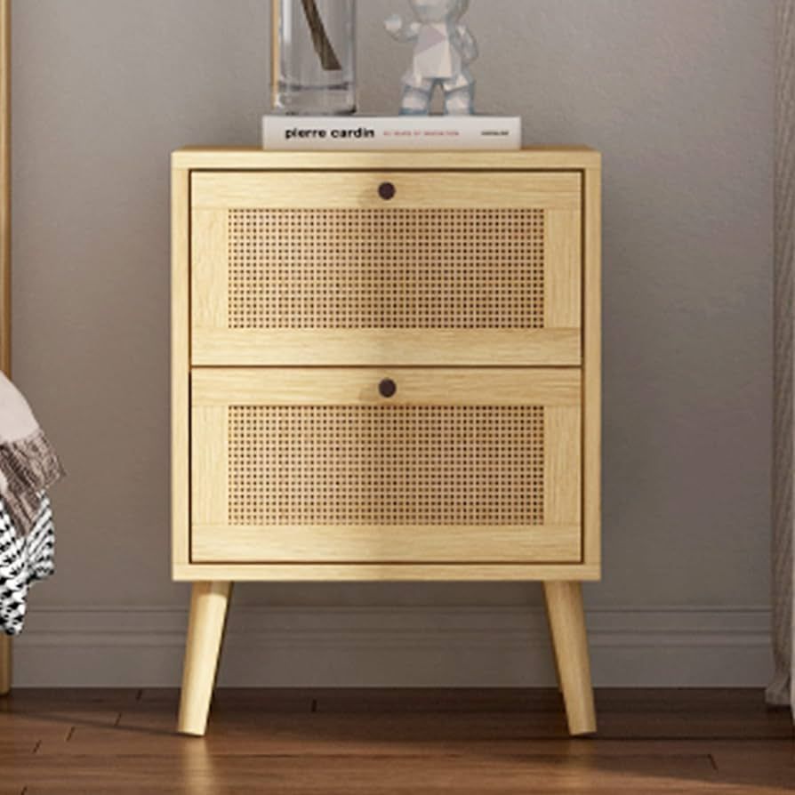 LiviNest Sideboard Storage Cabinets - Wooden with 2 Rattan Decorated Drawers Buffet Bedside Table... | Amazon (US)