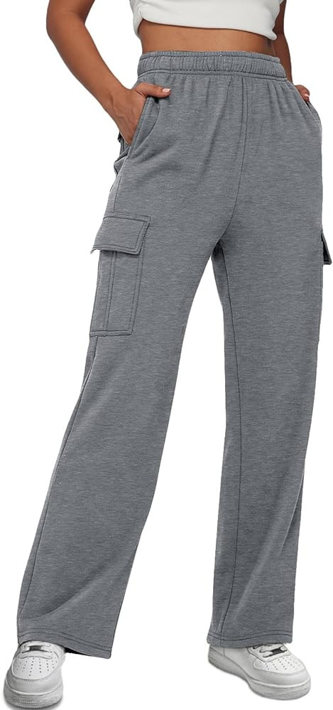 AUTOMET Womens Cargo Sweatpants Casual Baggy Fleece High Waisted Joggers Pants | Amazon (US)