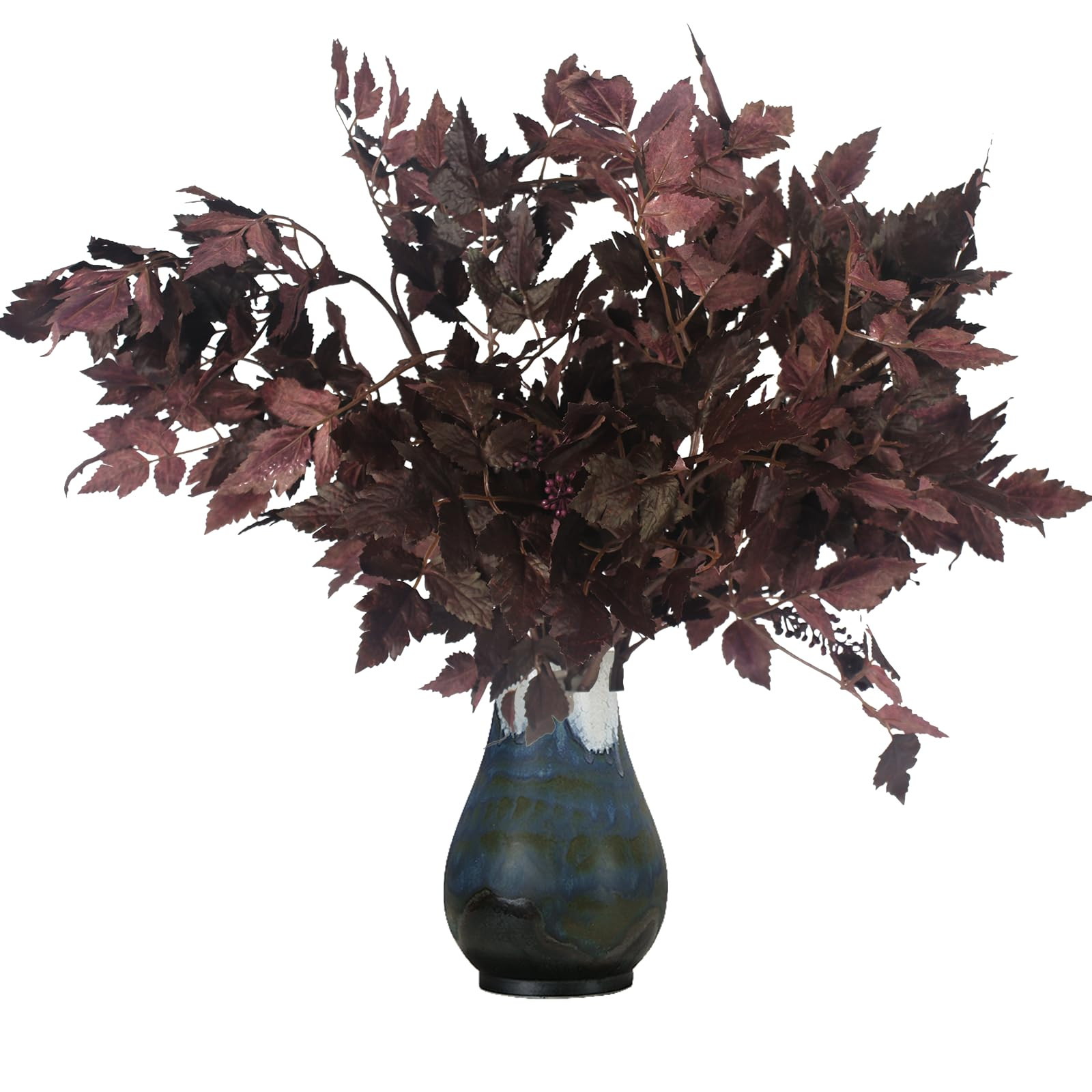 Artificial Cimicifuga Plant Leaf Spray, Faux Plum Cimicifuga Ramosa Leaf Branch Faux Long Stems for Home Farmhouse Vase Thanksgiving Table Centerpieces Festival Party Decor (3, 32 inch) | Amazon (US)