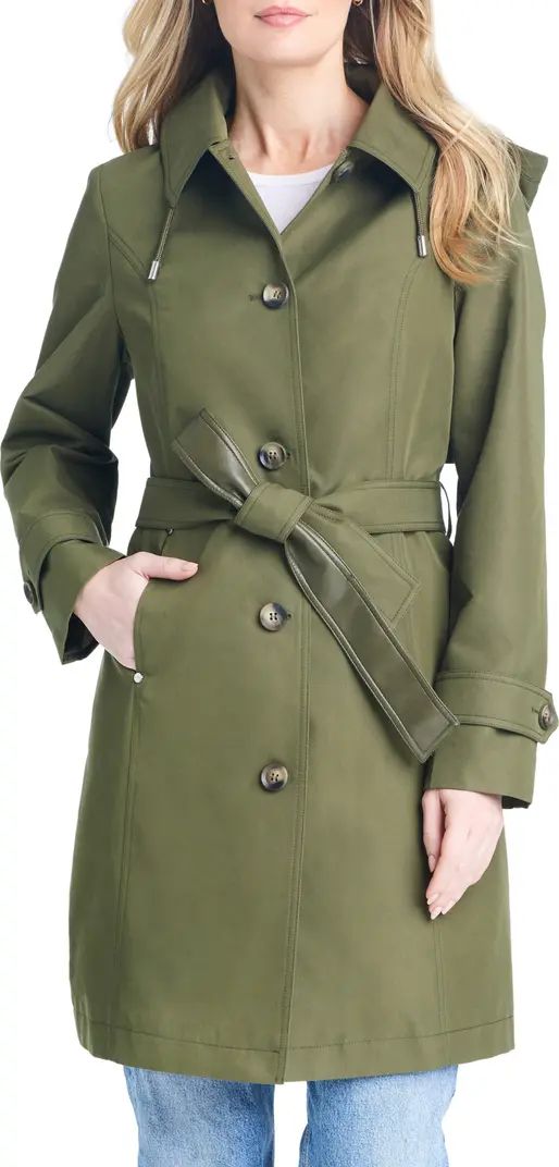 Single Breasted Hooded Water Resistant Trench Coat | Nordstrom