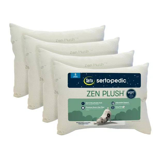 Sertapedic Zen Plush Pillow, Standard/Queen, 4 Pack - Walmart.com | Walmart (US)
