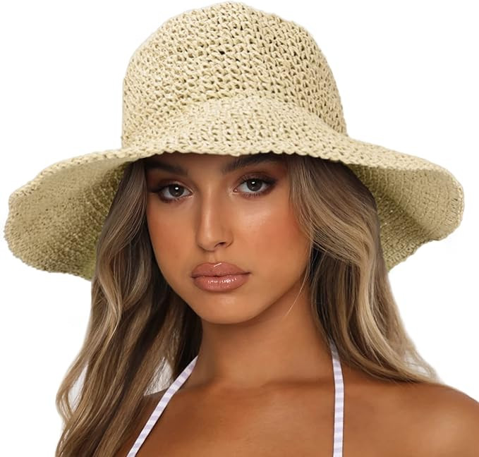 Sydbecs Womens Sun Hats Wide Brim Summer Beach Hat for Women Foldable Travel Straw Hat UPF50+ | Amazon (US)