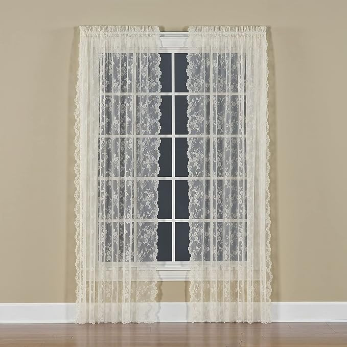 SKL HOME by Saturday Knight Ltd. Petite Fleur Curtain Panel, Ivory, 56 inches x 84 inches | Amazon (US)