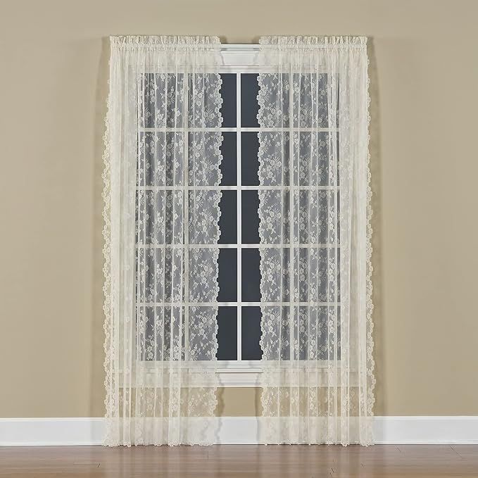 SKL HOME by Saturday Knight Ltd. Petite Fleur Curtain Panel, Ivory, 56 inches x 84 inches | Amazon (US)