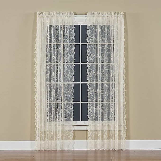 SKL HOME by Saturday Knight Ltd. Petite Fleur Curtain Panel, Ivory, 56 inches x 84 inches | Amazon (US)