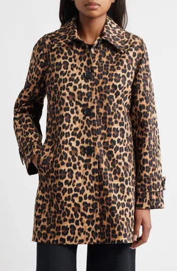 Sam Edelman Leopard Print Water Repellent Rain Jacket | Nordstrom | Nordstrom